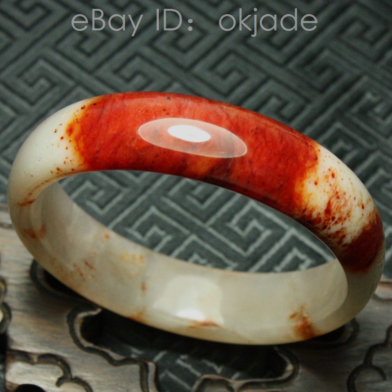 61mm Certified Beautiful Natural Grade A Red White Xiu Jade Bangle Bracelet 551