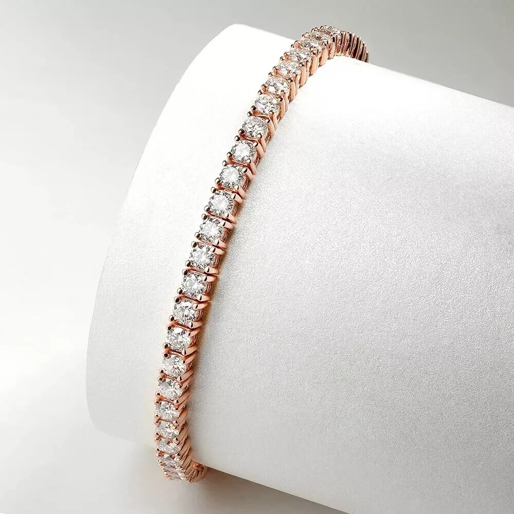 Black Friday Sale ! Round Natural Diamond Tennis Bracelet In 14K Solid Rose Gold