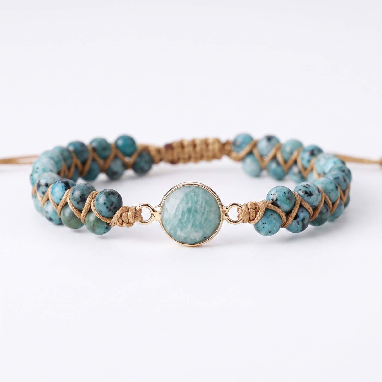Boho Handmade Adjustable Hemp Bracelet Natural African Turquoise Bead Wristband