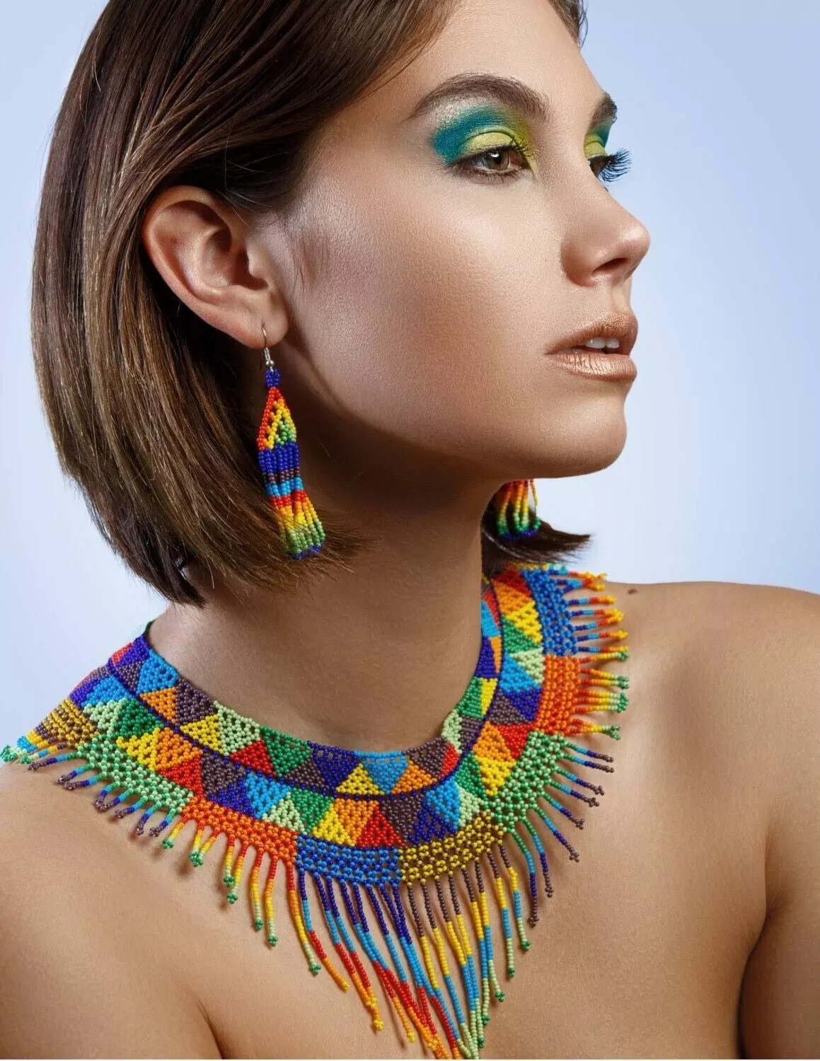 Handmade Necklace Seed Bead Boho American Style Beaded Multi Strand