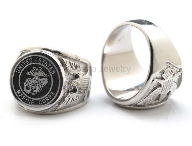 316L Stainless Steel U.S. American Military Rings – Navy Marines Army Air Force