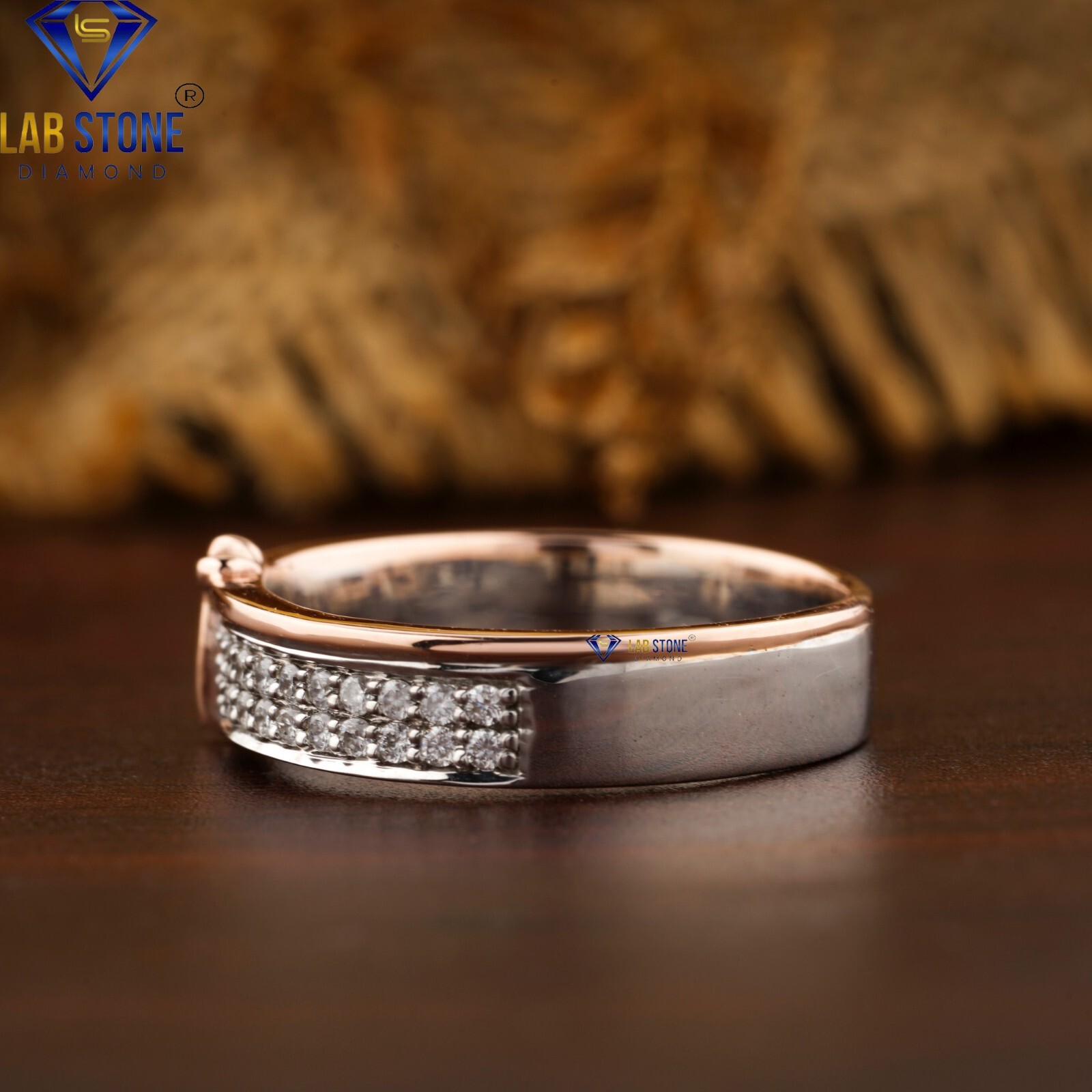 0.26 TDW Round Cut Lab-Created Diamond Rose & White Gold Ring EF Color VS Clarit