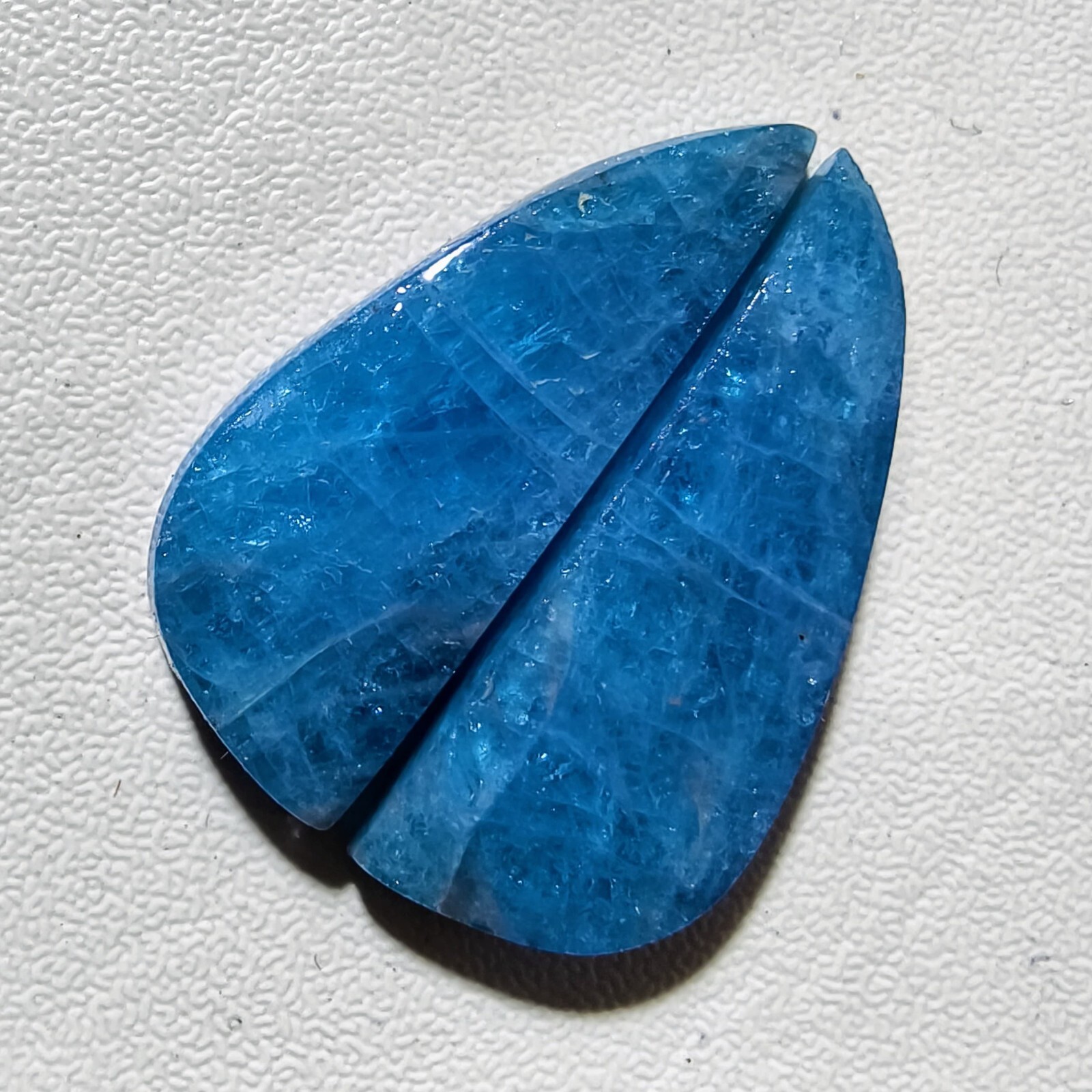 26.80 Cts Natural Blue Apatite Match Pair Cabochon Gemstone 28 X 10.6 MM 4