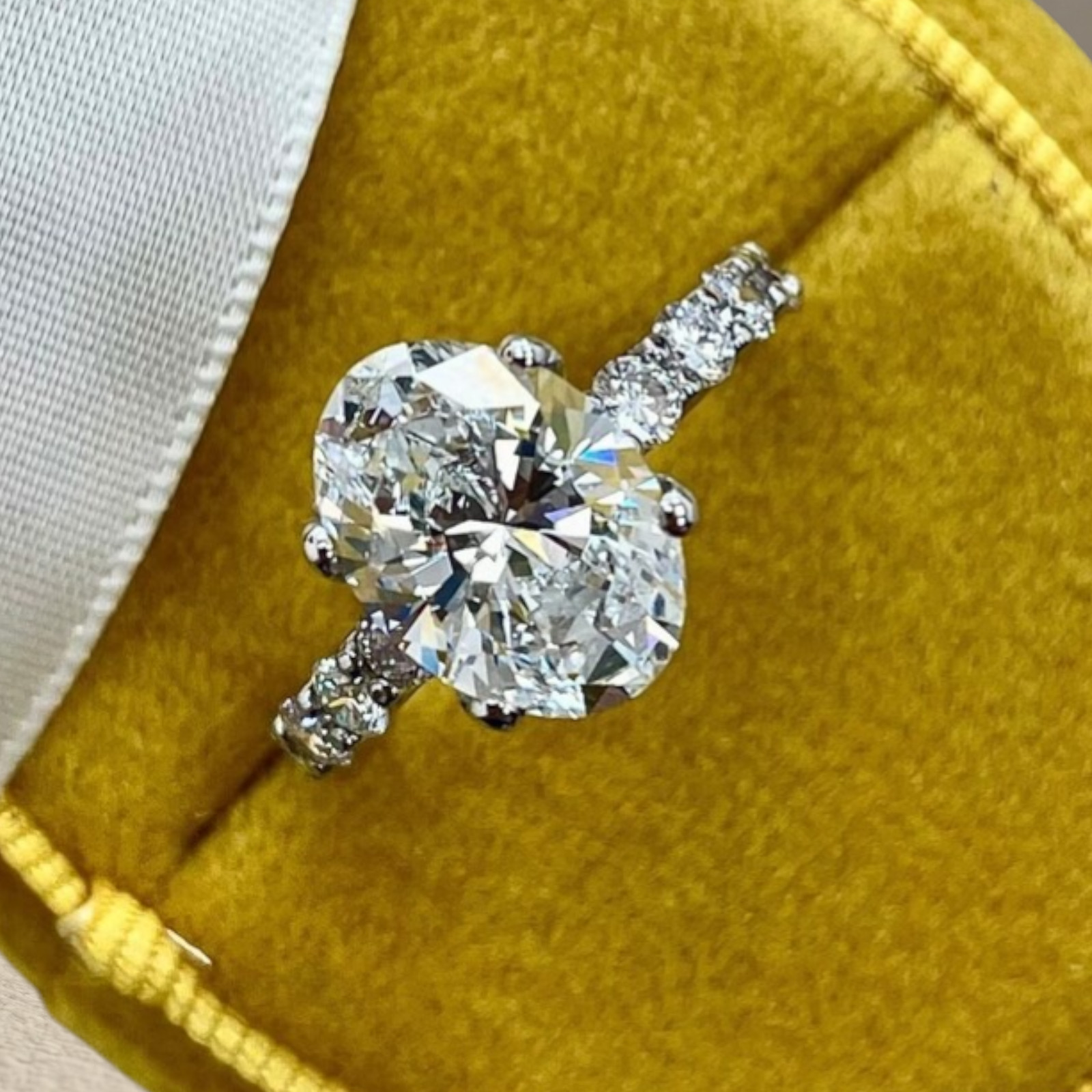 IGI Certified Lab Grown 2.75 TCW Oval Cut Diamond Engagement Ring 18k White Gold