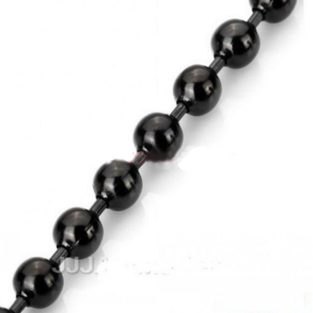 1.5-12mm Men Stainless Steel Round Ball Bead Chain Black Necklace Bracelet Link