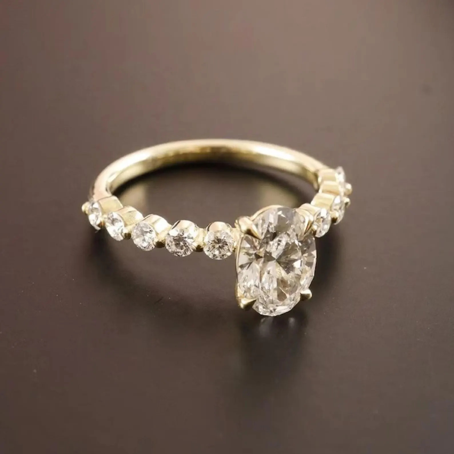 1.50 Ct Oval Cut Lab Grown Diamond Engagement Ring 10K Solid Gold IGI Certified