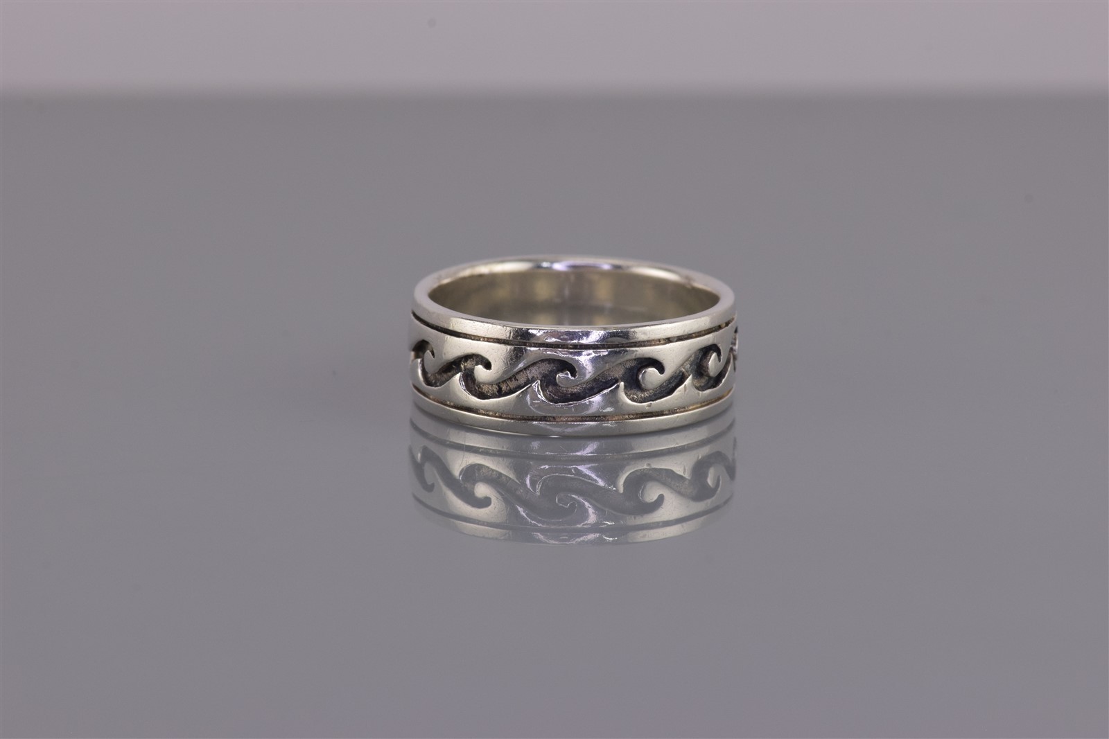 Peter Stone Sterling Silver 6mm Carved Rolling Water Wave Band Ring 925 Sz: 6