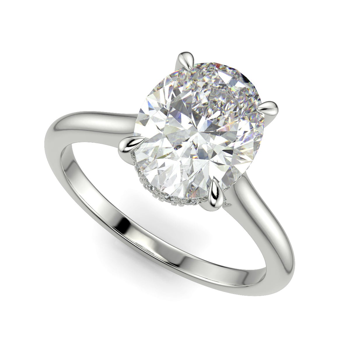 1.15 Ct Oval Cut Diamond Engagement Ring VS2 E White Gold 14k