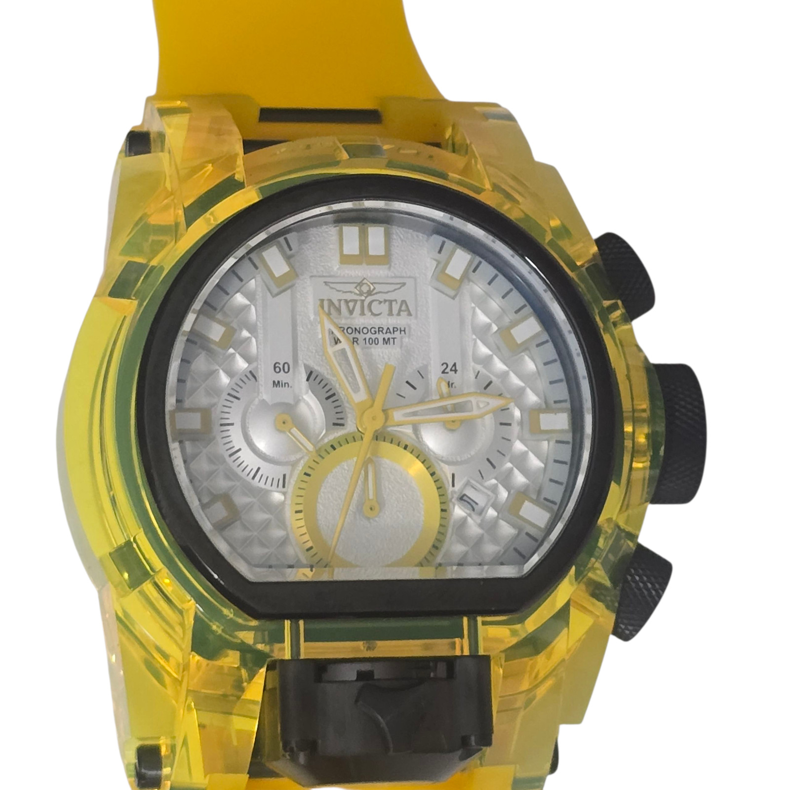Invicta Bolt Zeus Chronograph Watch Yellow 100M Mens Model 29997 Flame Fusion