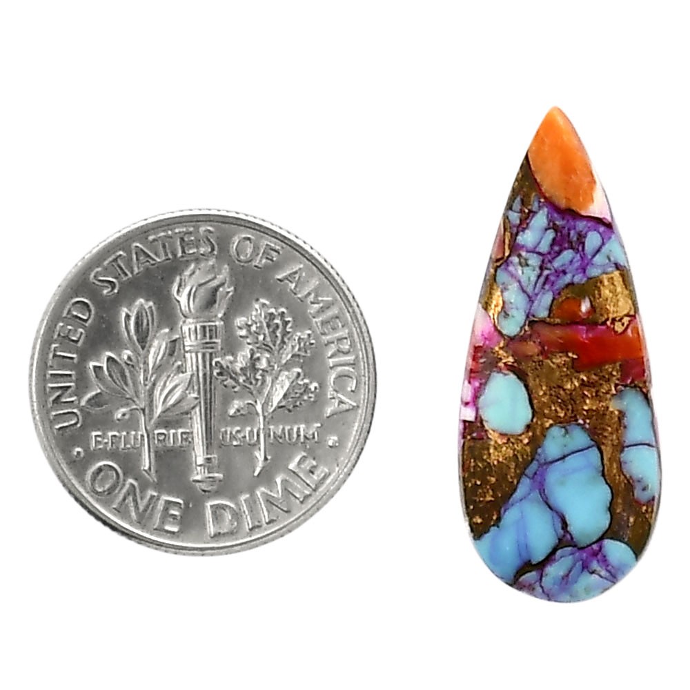 Kingman Orange Dahlia Turquoise 10.5×25.5×3 mm Pear Shape Gemstone LS78-05339