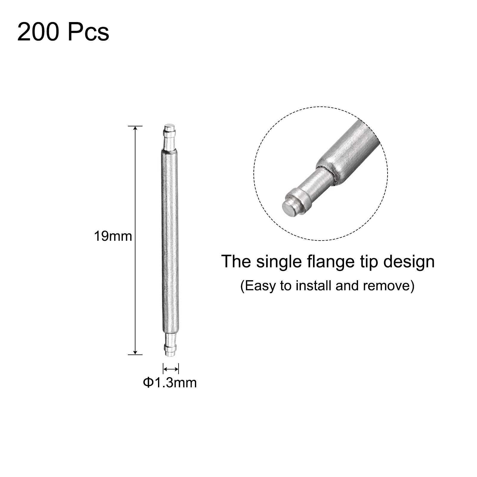 17mm Watch Band Pin 1.3mm Dia Steel Single Flanged End Spring Bar Pins 200pcs