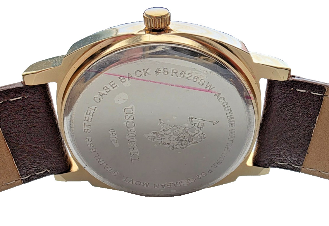 U.S. Polo Assn. Men’s Accutime Watch, Gold-Tone USC90053KL Size 7 1/2 Org Box