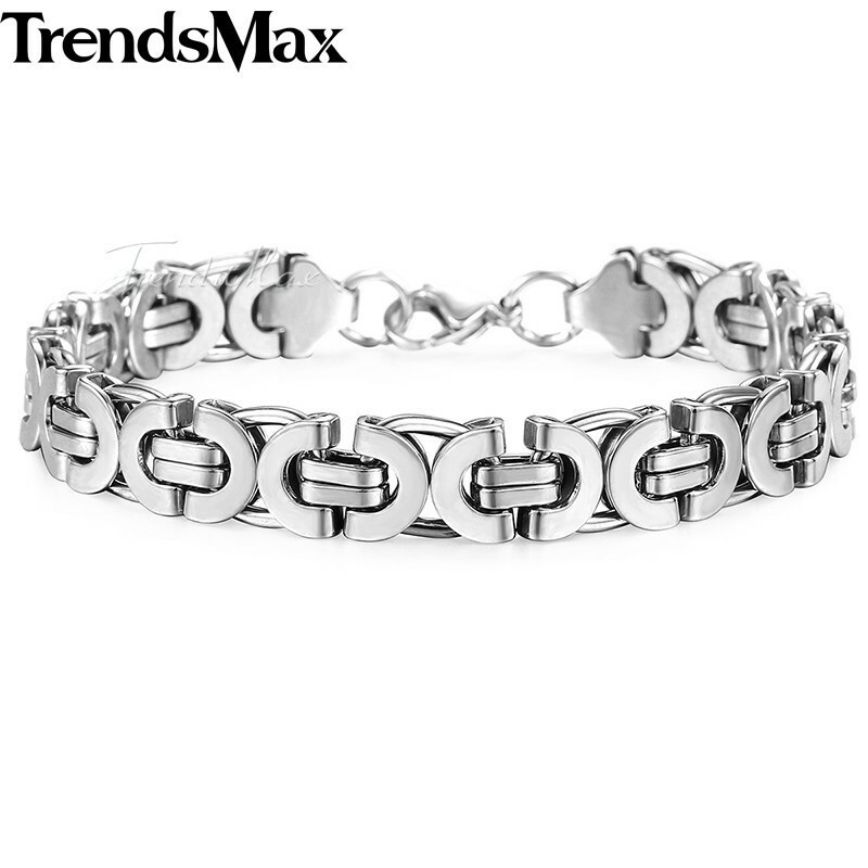 11mm Men’s Flat Byzantine Chain Necklace Bracelet Set Stainless Steel Chain