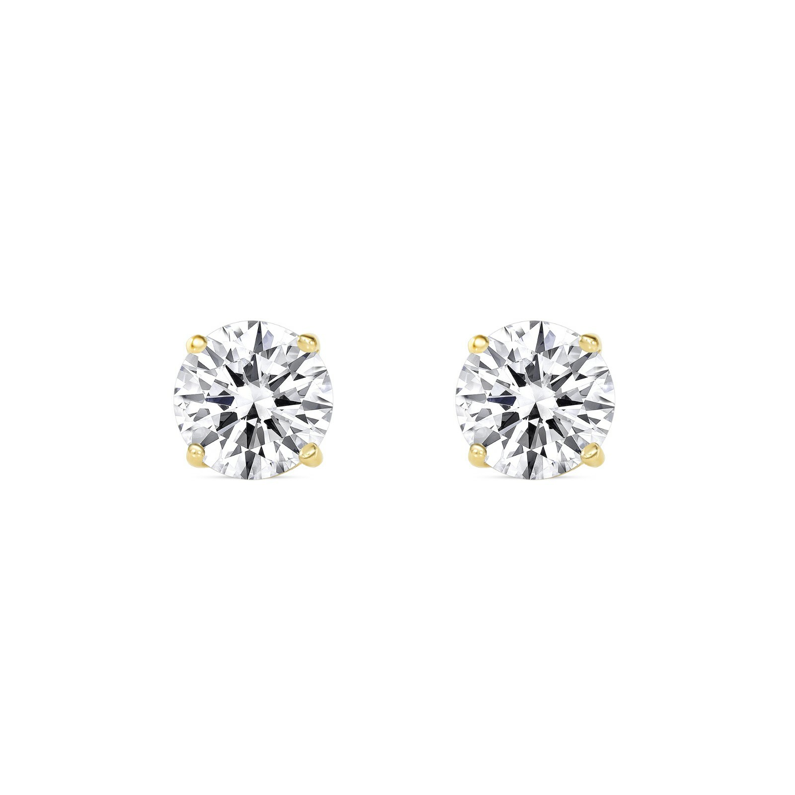 2.50 Ct Created Diamond Round Real 14K Yellow Gold Earrings Studs Screw Back