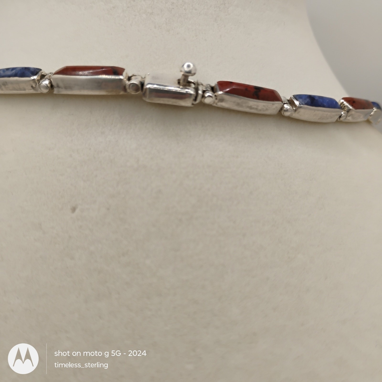 Vintage 950 SS Mahogany Obsidian and Sodalite Mexico Choker and Earring Set