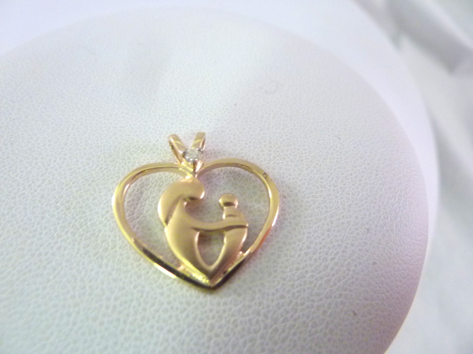 1OK yg Mother Child Heart Pendantopen work- Family Love1.6g 5/8″ I-1521