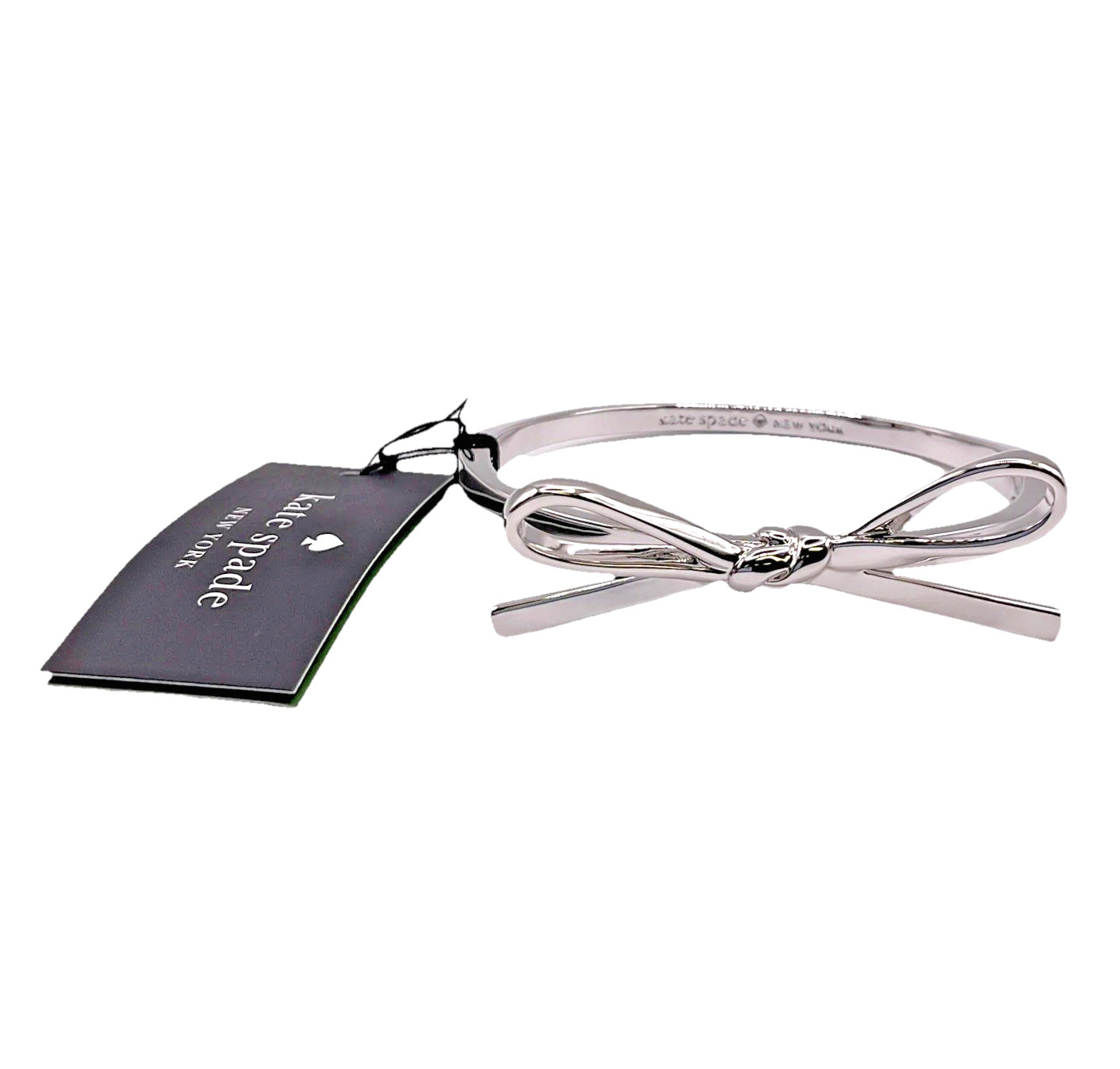 Kate Spade Bracelet Skinny Mini Bow Bangle Silver Tone O0RU2912 XMAS Gift $79