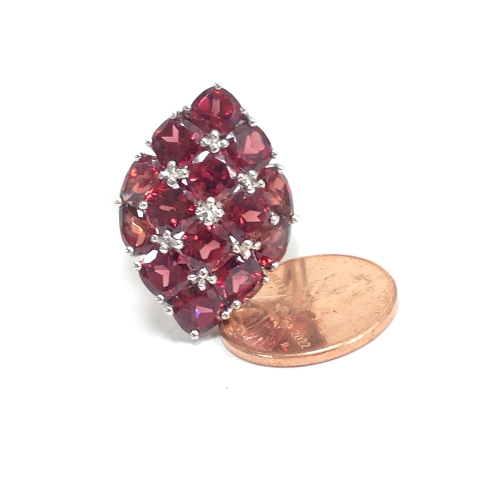 BBJ Bangkok Ratnaraj Sterling Silver Red Garnet Stone Cluster Ring Sz 7 Jewelry