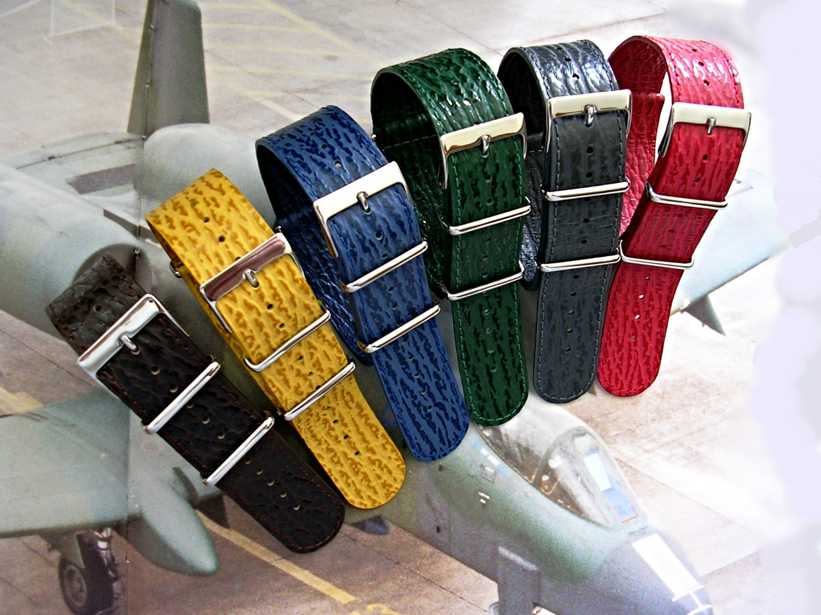 NATO G10 ® Shark skin calf Leather watch band strap Military RAF Pilot IW SUISSE