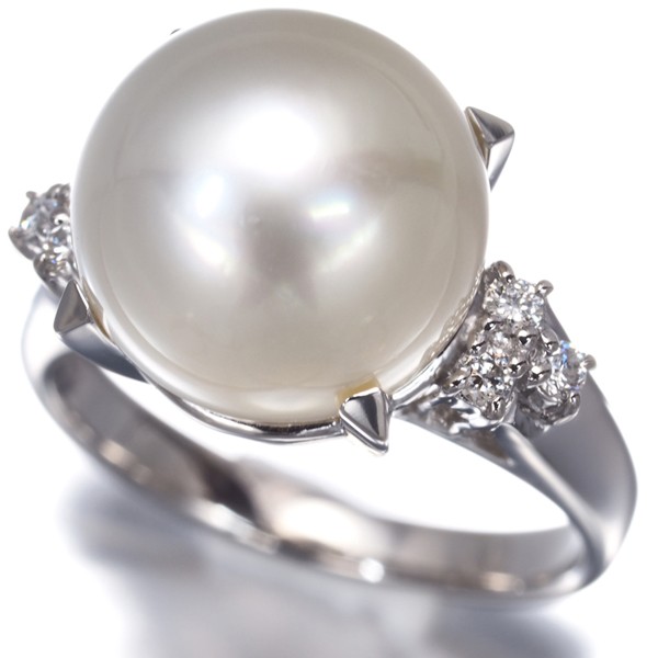 Auth TASAKI Ring South Sea Pearl 11.6mm Diamond 0.11ct US5.25-5.5 Pt 900