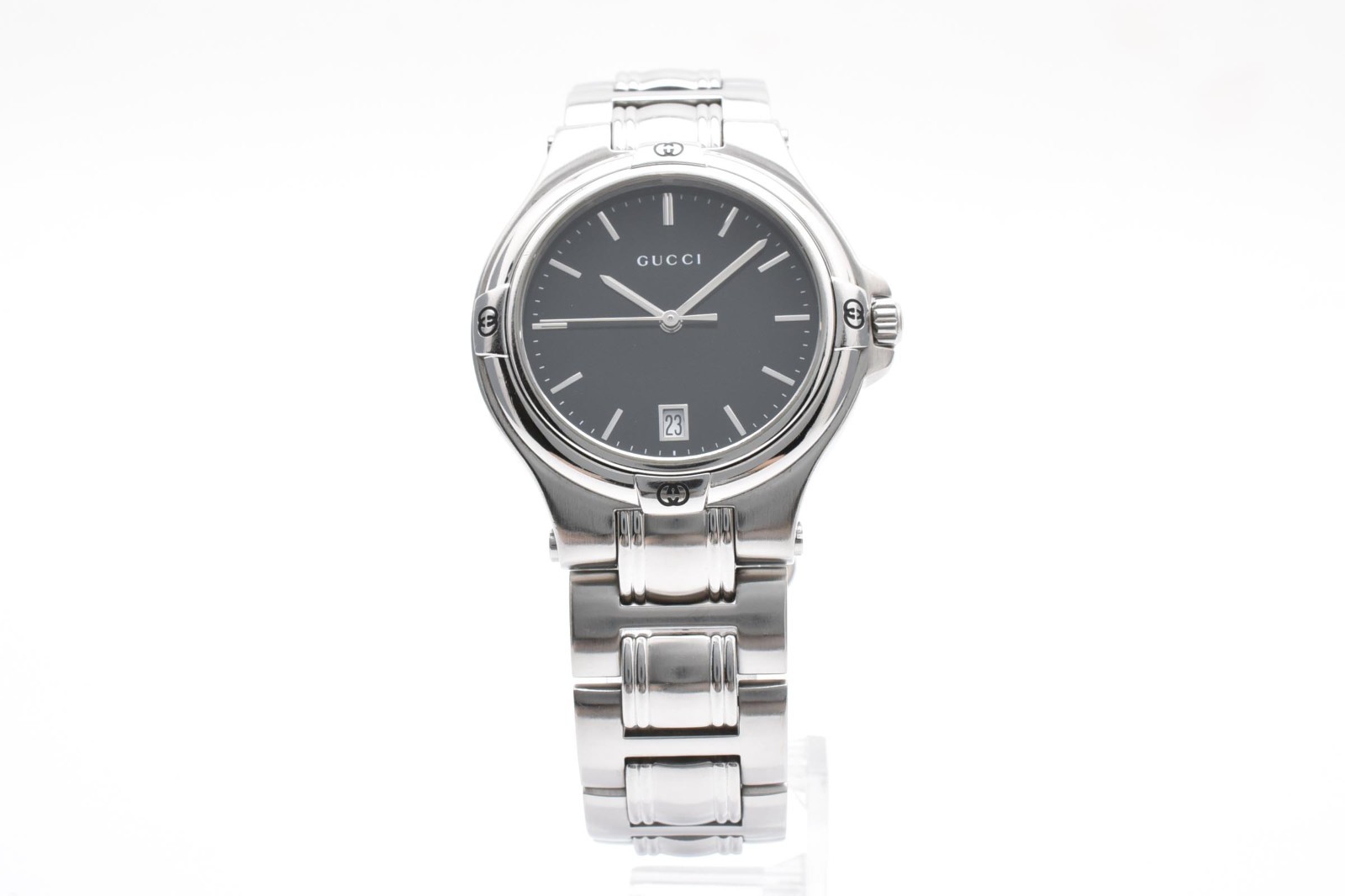 [ Near MINT ] Vintage Gucci 9040M Black Dial 35mm Quartz Men’s Watch From JAPAN