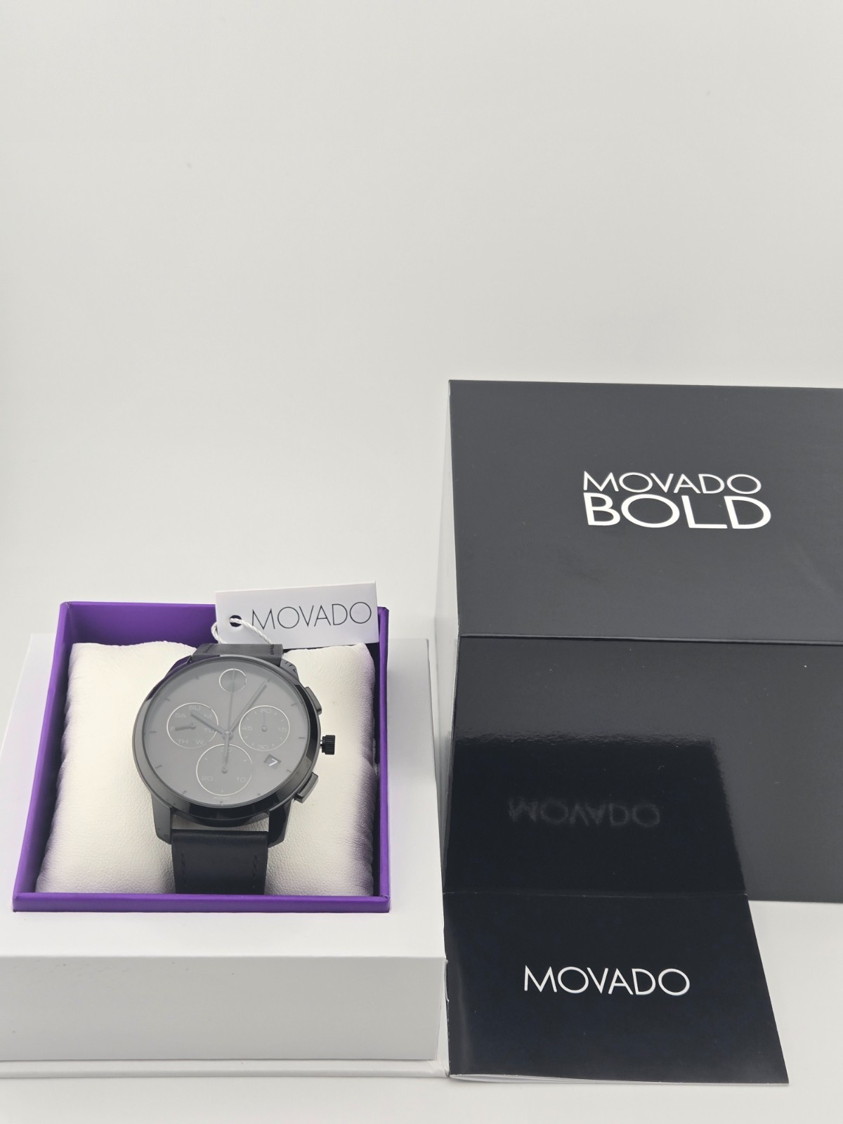 $695 MSRP | Movado Bold Men’s Black Dial Chronograph Watch – 3600632 NEW