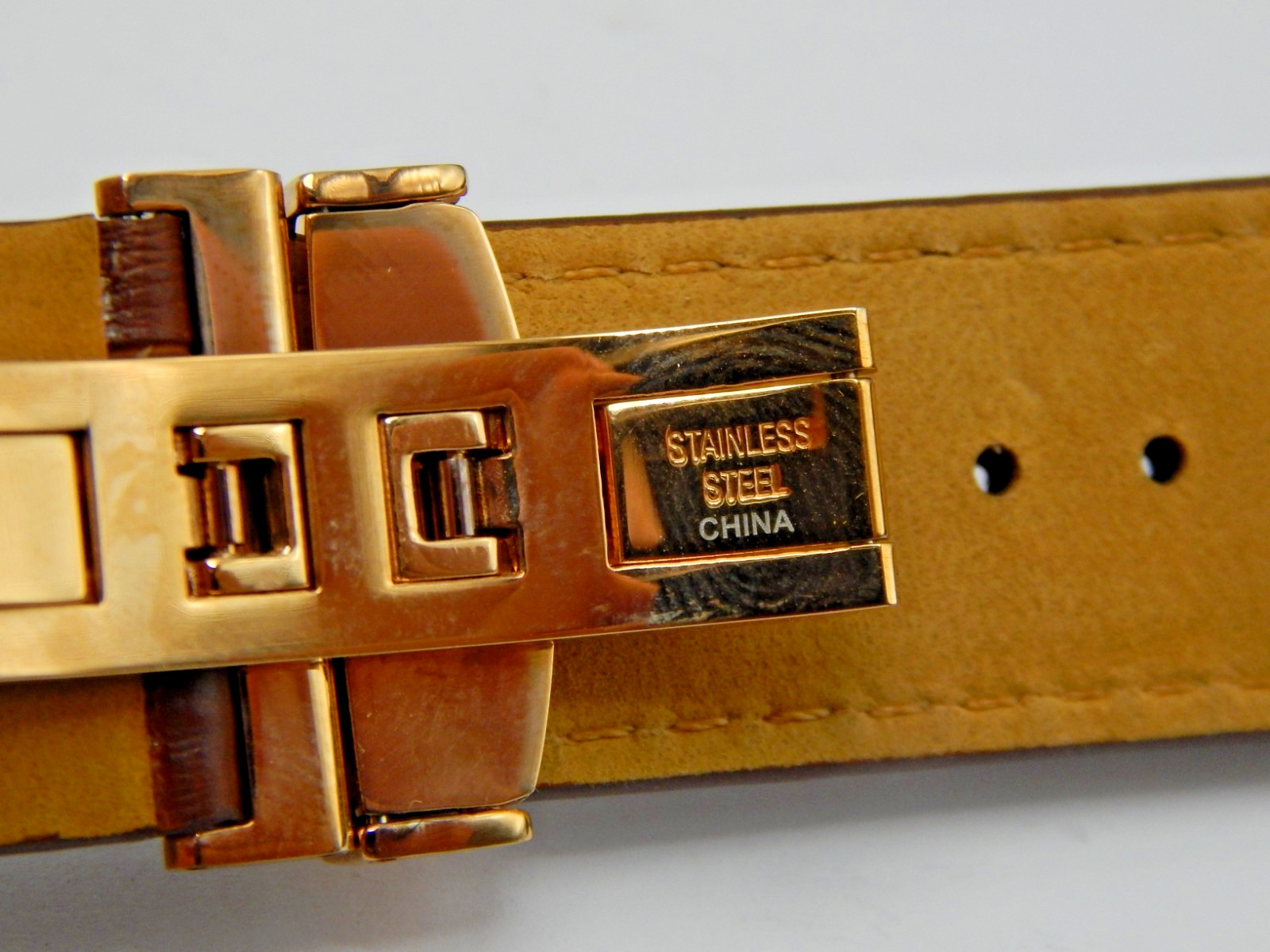 Chocolate Brown Lucien Piccard signed watch band Padded alligator Leather 24mm