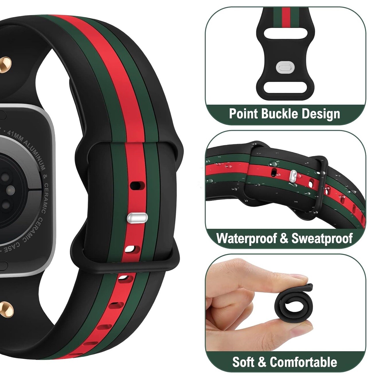 Designer Band with Charms Decor Compatible with Apple Watch Band 38mm 40mm 41mm