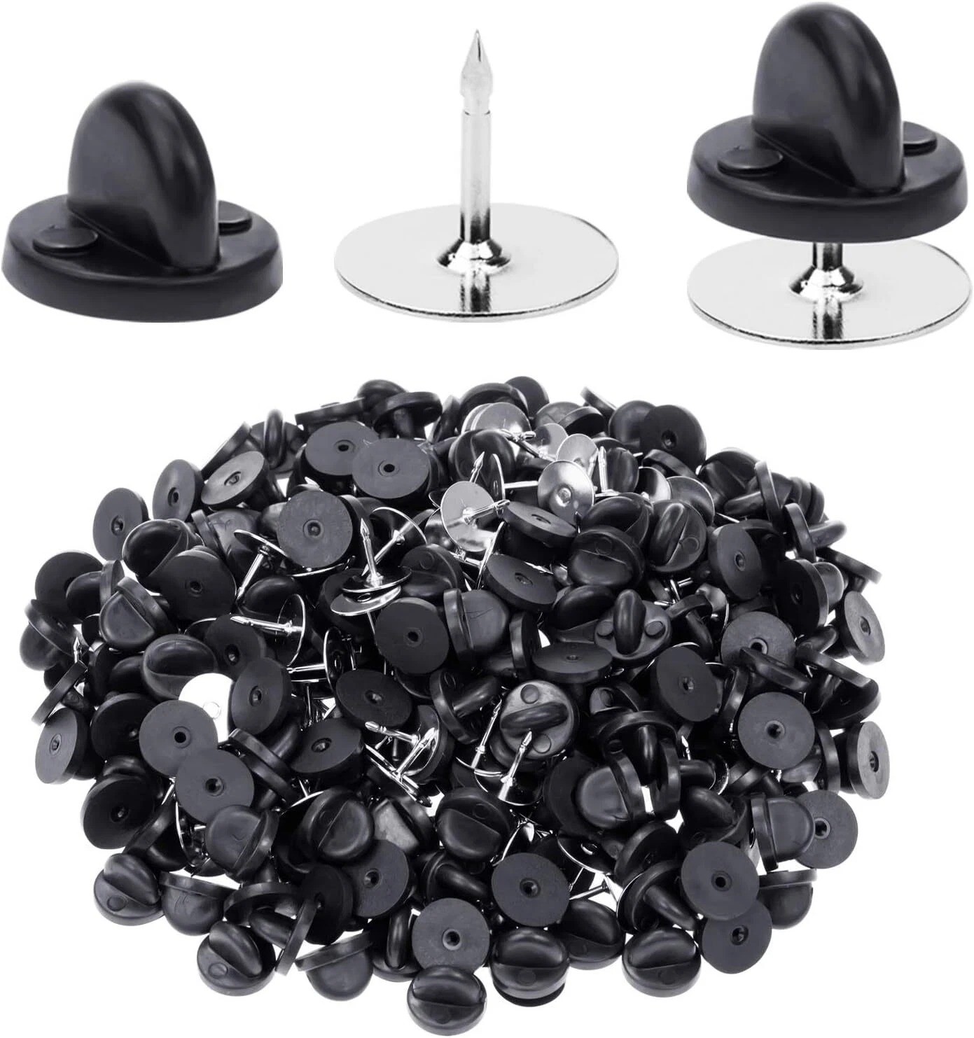 400pcs PVC Rubber Pin Backs Heliltd Butterfly Clutch Pins Tie Tacks Blank Pins