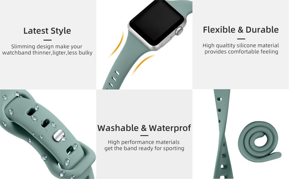 2 for 1 Silicone Sport Band for Apple Watch Series 11, 10, 9, 8, 7, 6, 5 – 1, SE