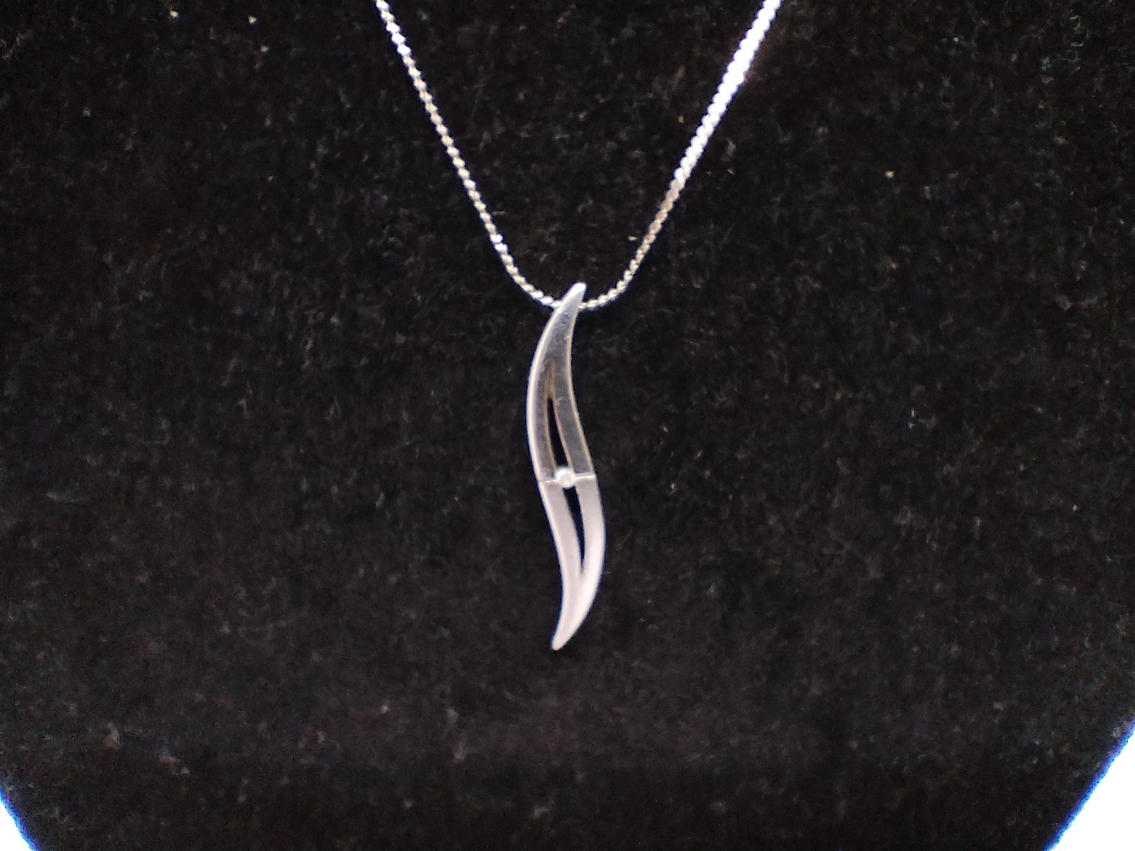 Vintage 925 Sterling Silver Wave Pendant & Link Chain Necklace 36cm Long 4.1g
