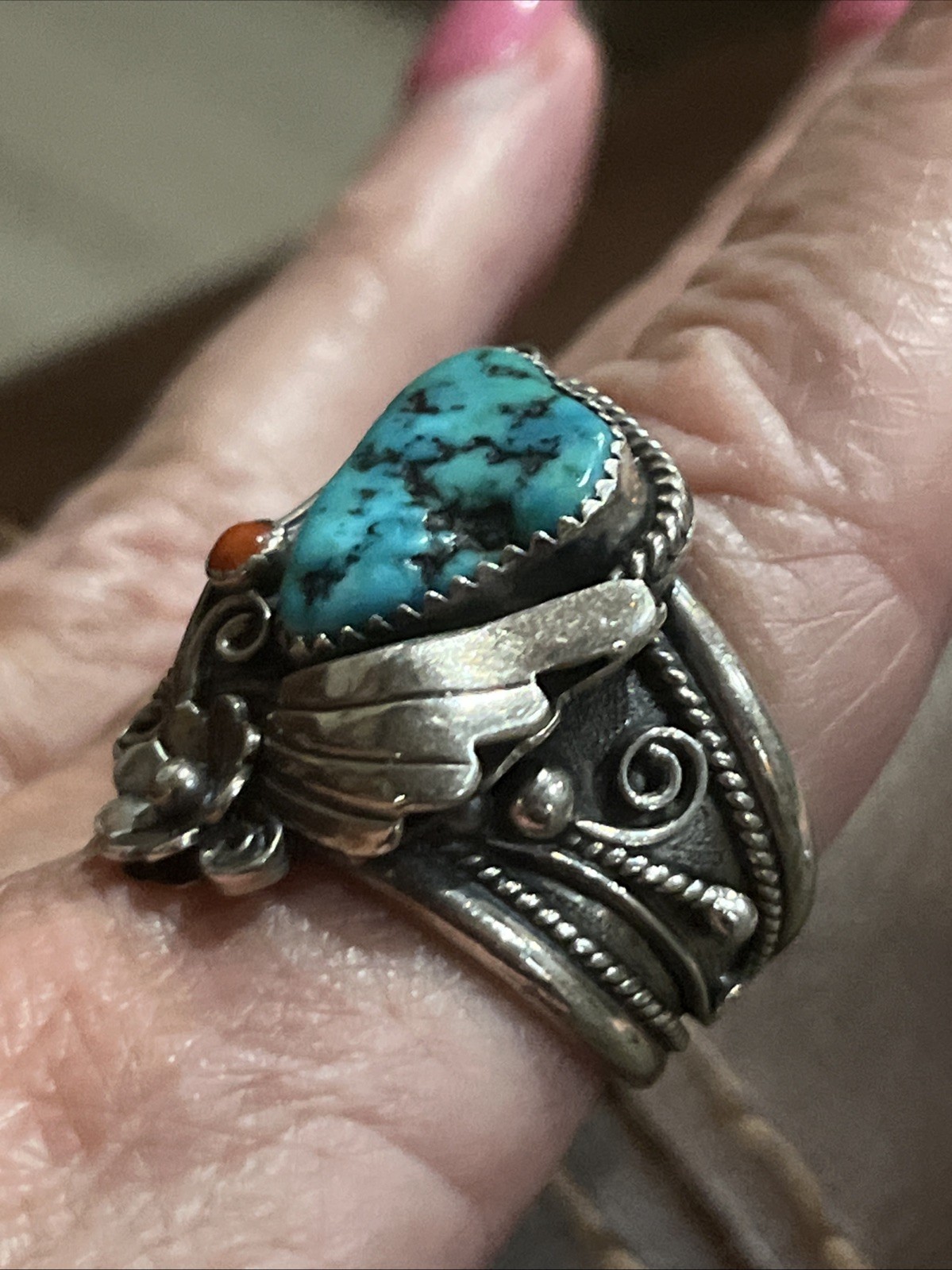 N A Huge Turquoise Ring Kee Begay Size 11 (19.5grams)