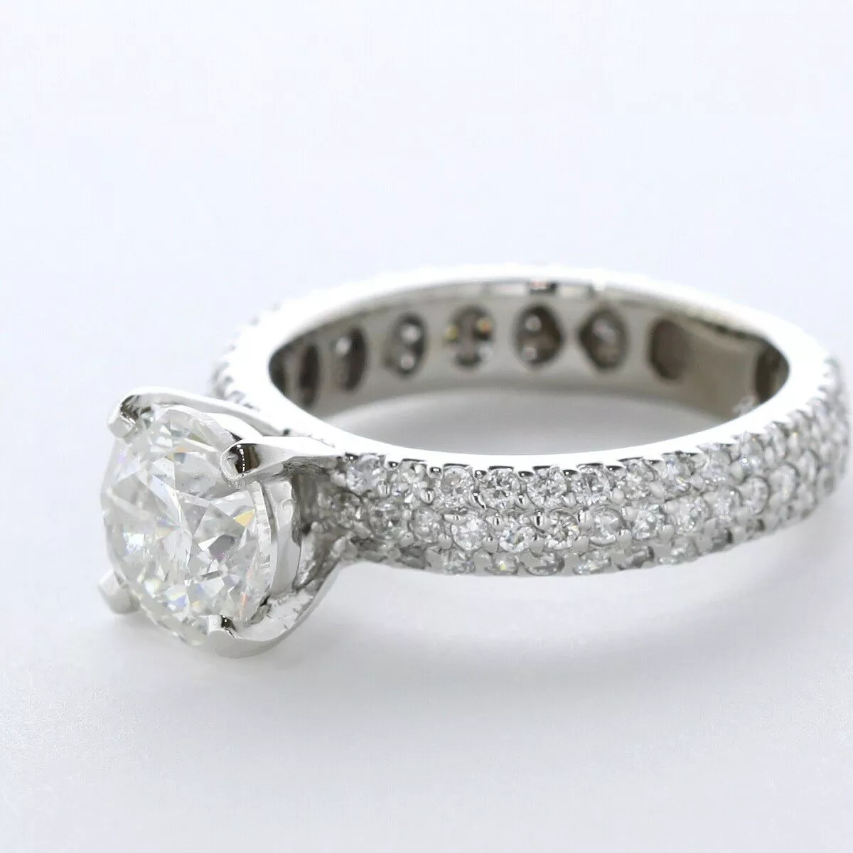 Side Stone Engagement Ring Solid 14K Gold 4.41 CT Round Lab-Grown Diamond F SI1