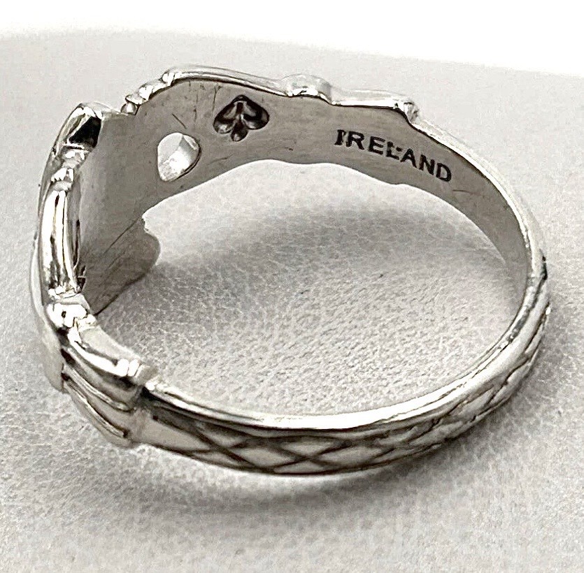 Sterling Silver 925 Irish Claddagh Ring Celtic Weave Braided Band JMH Dublin