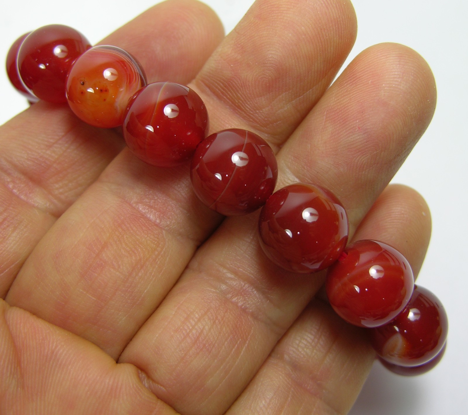 #6 Brazil Natural 12mm bead Carnelian stretch Bracelet 7.5 inches