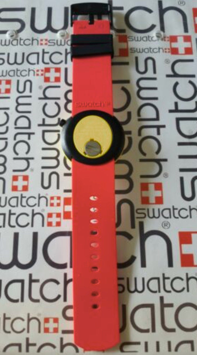 NEW SWISS LIMITED EDITION SWATCH PNJ100 POPTASTIC UNISEX 45MM YELLOW RED BLACK