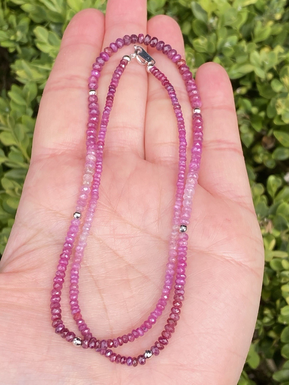 18K White Gold 35CTW NATURAL UNTREATED RUBY Beads Necklace