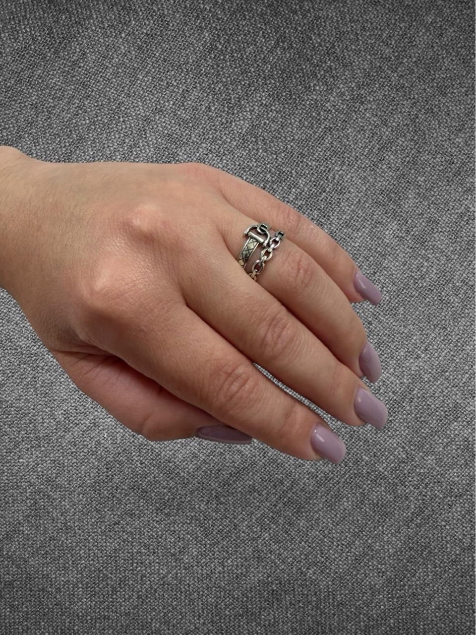 Sterling Silver Zipper Chain Adjustable Ring