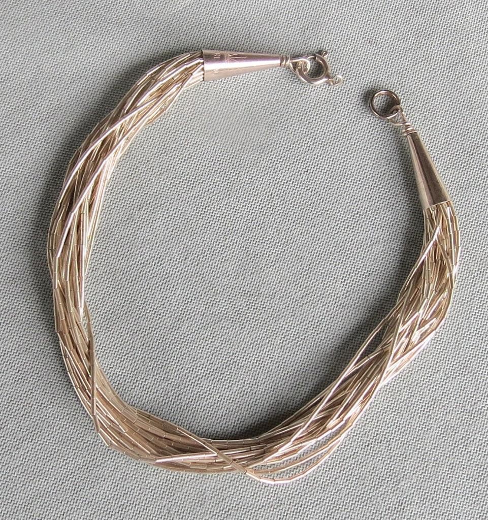 VINTAGE MULTI STRAND LIQUID SILVER STERLING BRACELET
