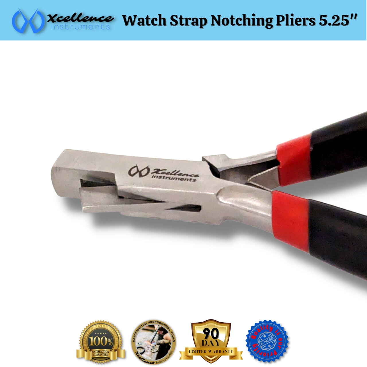 Xcellence Leather & Rubber Watch Strap Notching Pliers Repair Tools 5.25″ Black