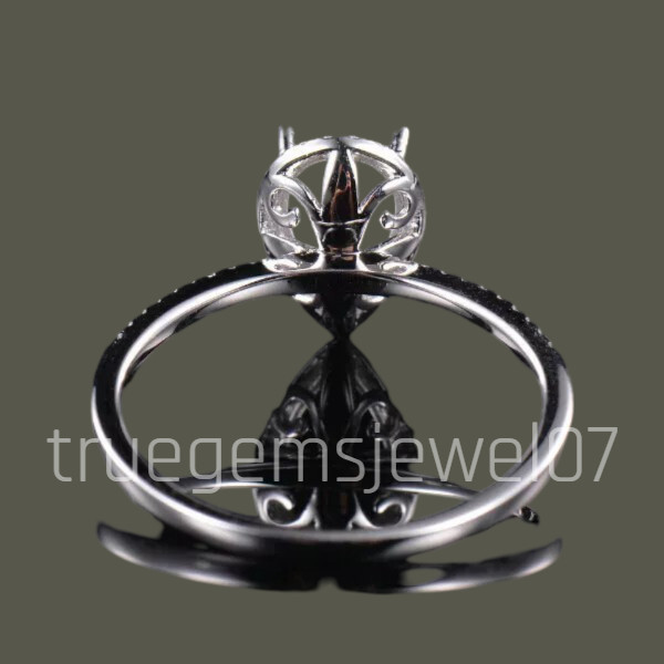Pear Cut 7×5 MM Semi Mount Ring Settings 925 Sterling Silver Engagement Ring