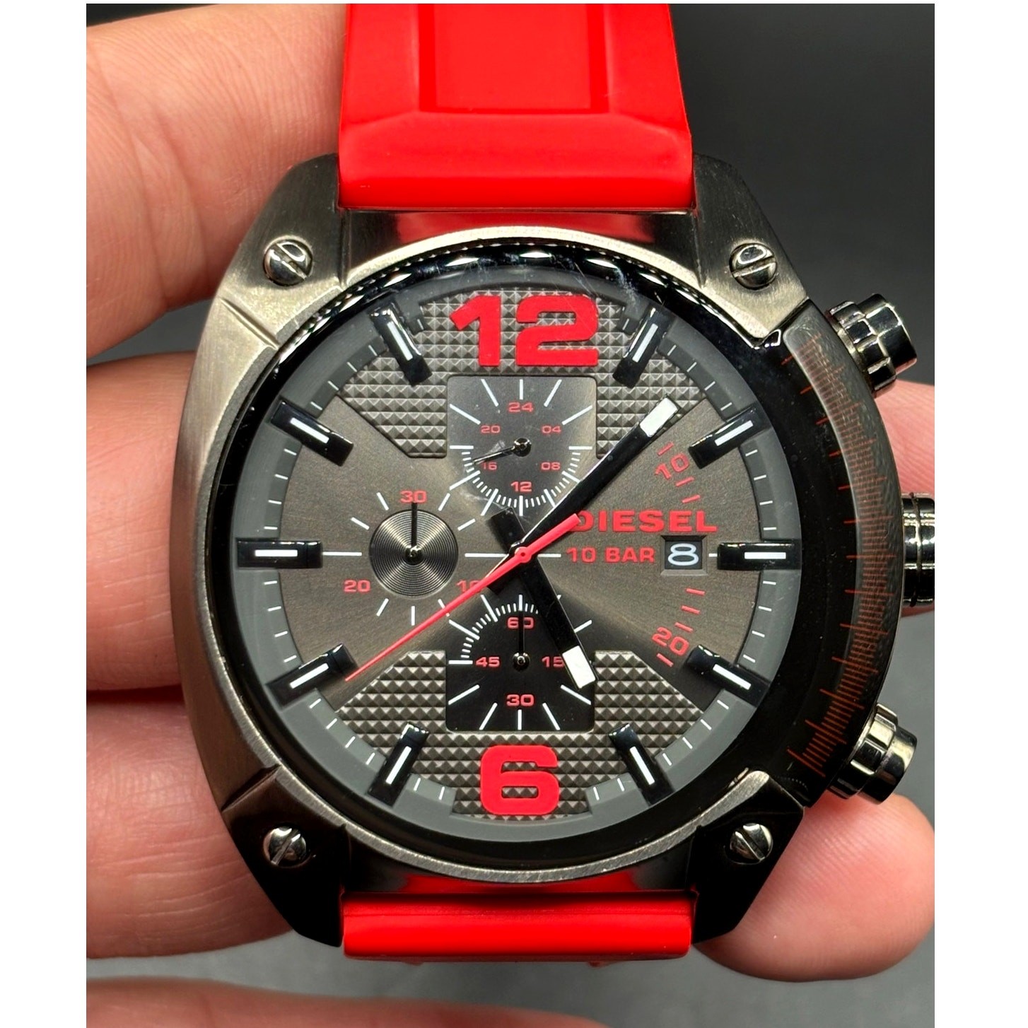 Diesel Overflow DZ4481 Chronograph Red Silicone 55mm Men’s Watch