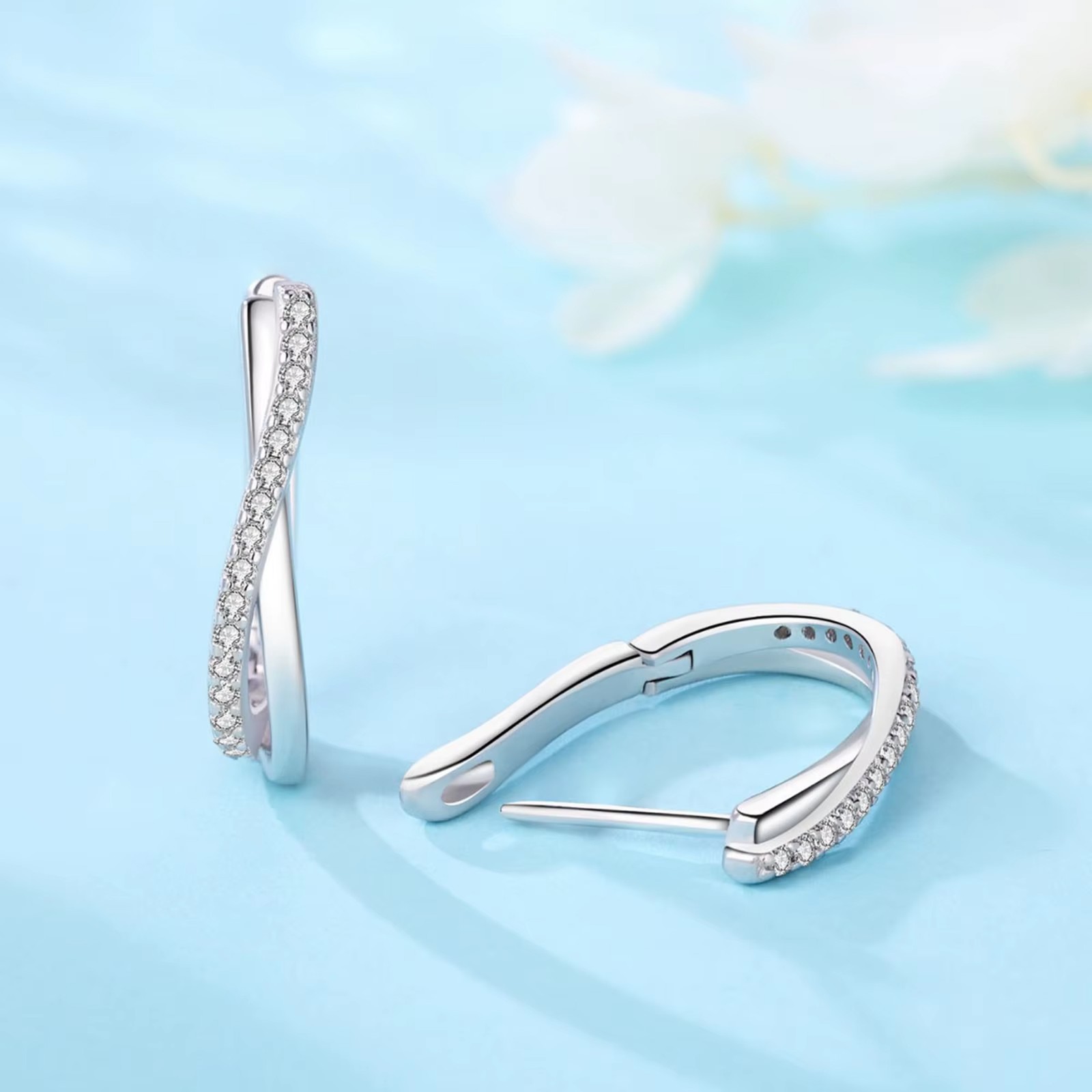 925 Silver Star Twisted Line Earrings Jewelry Versatile Hoop Earrings For Women