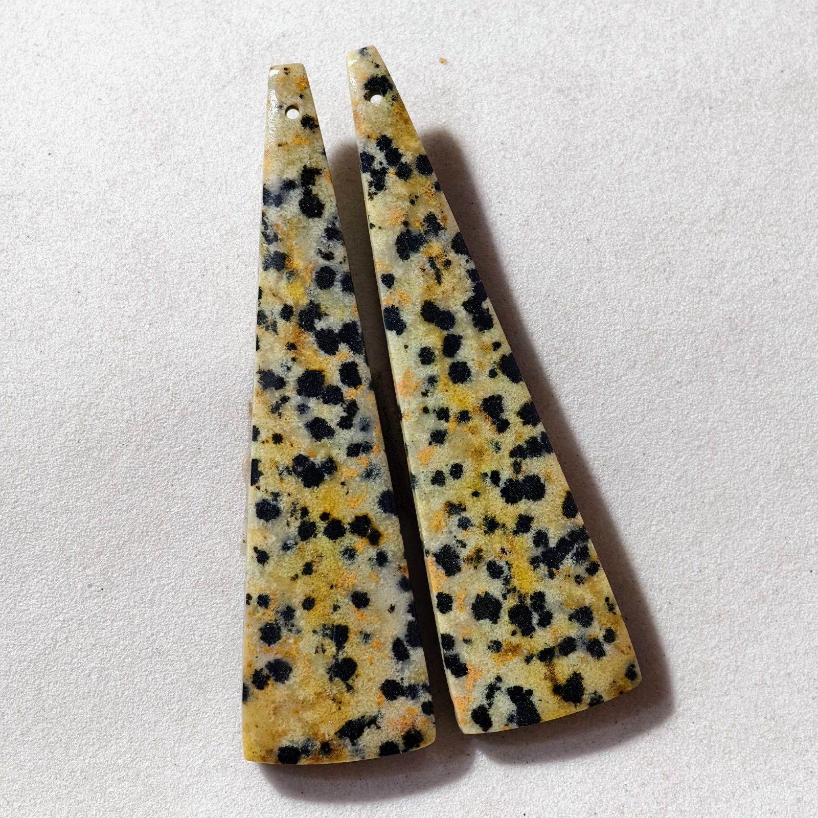 55 Cts Natural Dalmatian Jasper Drilled Pair Cabochon Gemstone 55.8 X 15.1 MM