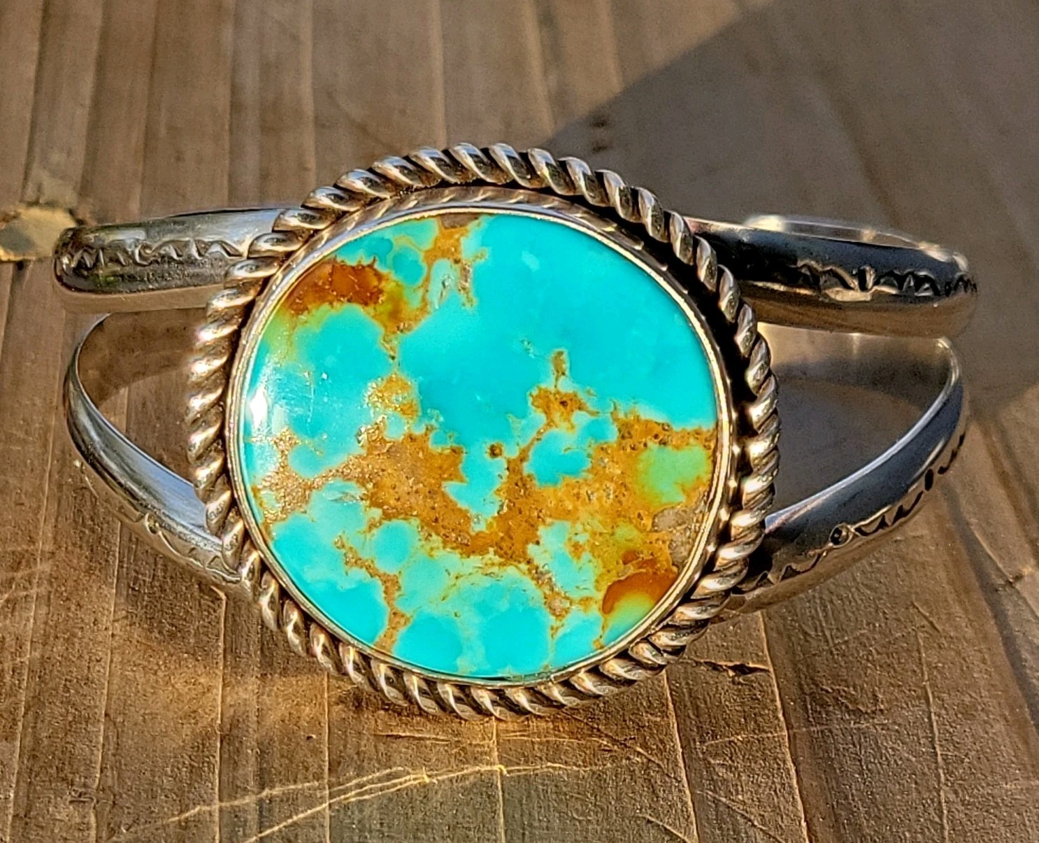 Kingman Turquoise Sterling Silver Cuff Bracelet 46.5g Signed Handmade 6 In Small