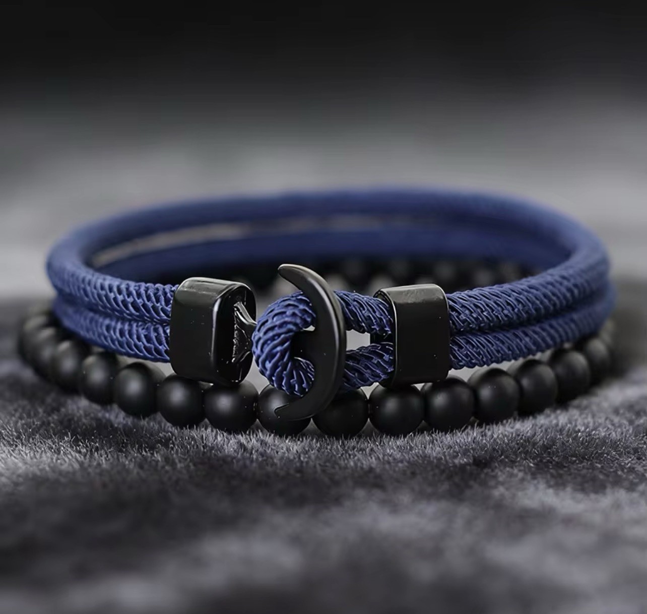 2pcs Men’s Bracelets with 4mm Cord and Onyx Beads, Unisex, Women, 20cm