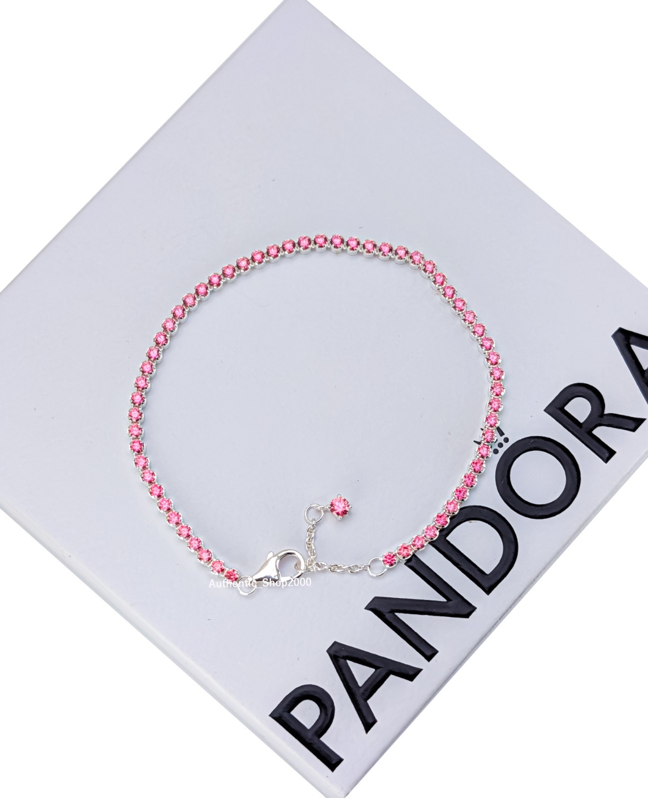 NEW 100% Authentic PANDORA 925 Ale Pink Crystal Small Tennis Bracelet 593927C02