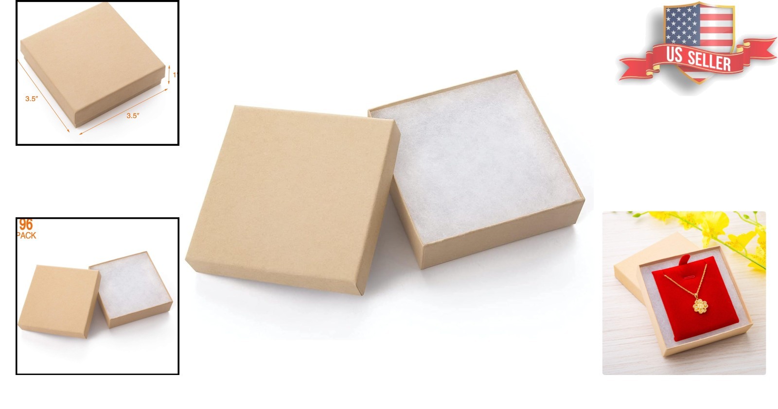 96 Rustic Jewelry Gift Boxes – 3.5×3.5×1 Inch, Perfect for Crafting & Gifting