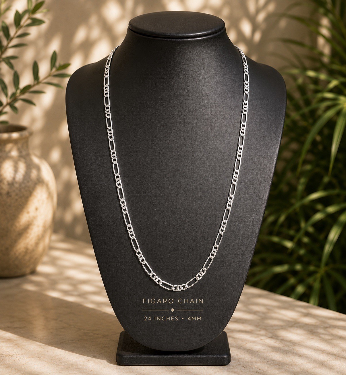 Real 925 italy Sterling Silver Figaro Solid Chain Necklace 18,22,24,30
