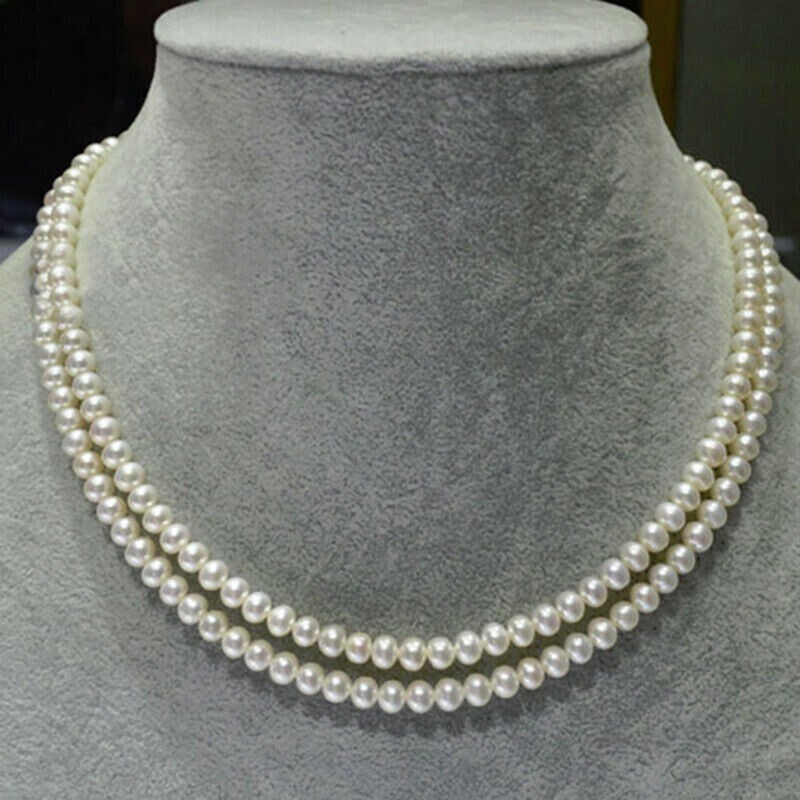 Vintage Akoya Real Pearl Necklace 5-6mm Pearls35″ 14k Gold P